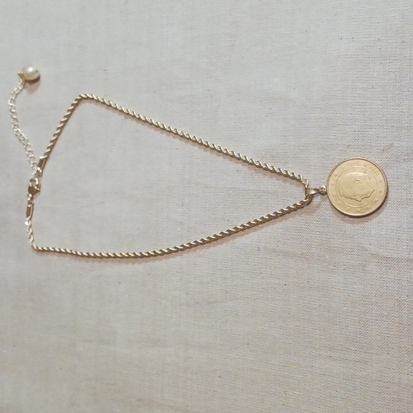 Gold Vermeil Vintage Italian 1999 50 Euro cent coins necklace. - Picture 2 of 5